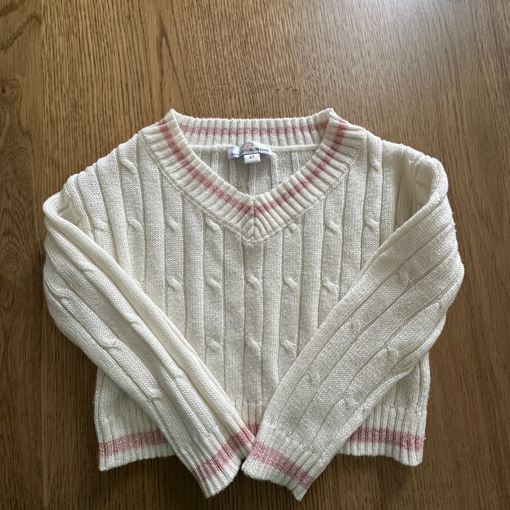 Cozy Cream and Pink Kids Sweater